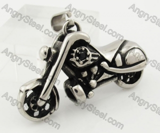 Stainless Steel Black Stone Motorcycle Pendant KJP370082