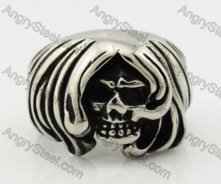 Stainless Steel Skull Ring KJR370612