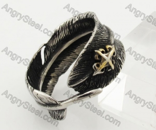 Stainless Steel Feather Ring KJR370625