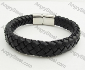 Stainless Steel Leather Bracelet KJB490002-1