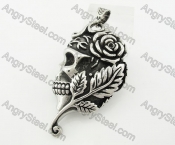 Stainless Steel Rose Skull Pendant KJP170772