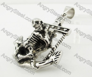 Stainless Steel Skull Anchor Pendant KJP200020