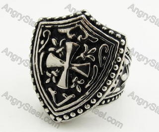 Stainless Steel Crusader Shield Ring KJR170049