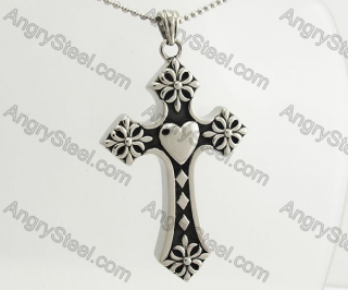 Stainless Steel Heart Cross Pendant KJP570063