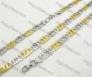 Steel Bracelet and Necklace Set KJS750064