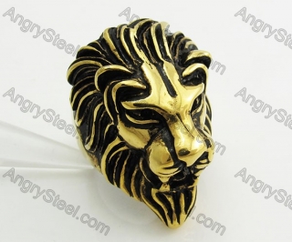 Gold Plating Stainless Steel Lion Ring KJR350387