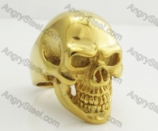 Gold Plating Stainless Steel Skull Ring KJR350394