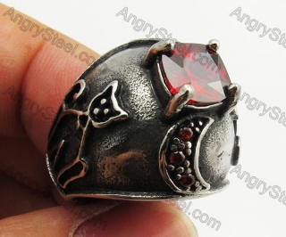 Stainless Steel Red Zircon Ring KJR350400