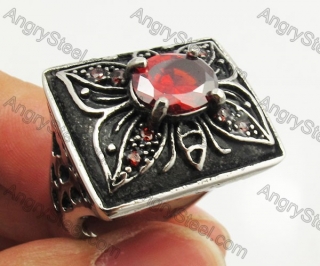 Stainless Steel Red Zircon Ring KJR350401