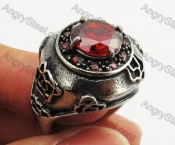 Stainless Steel Red Zircon Ring KJR350402