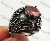 Stainless Steel Red Zircon Ring KJR350404