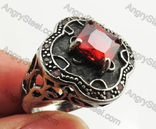 Stainless Steel Red Zircon Ring KJR350406