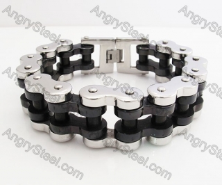 22mm wide Half Black Stainless Steel Bicycle Chain Bracelet KJB360050