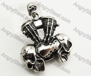 Stainless Steel Skull Engine Pendant KJP170776