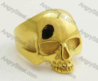 Gold Stainless Steel Skull Ring KJR330191