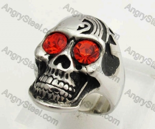 Stainless Steel Red Eyes Skull Ring KJR330196