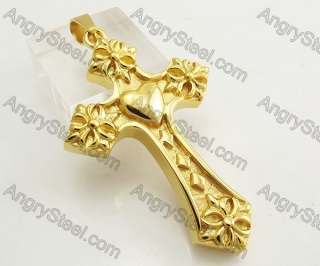 Gold Stainless Steel Cross Pendant KJP051436