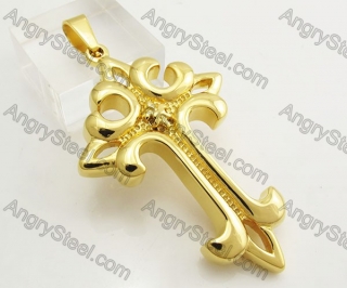 Gold Plating Stainless Steel Cross Pendant KJP051438
