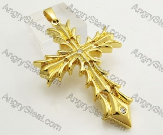 Gold Plating Stainless Steel Cross Pendant KJP051442