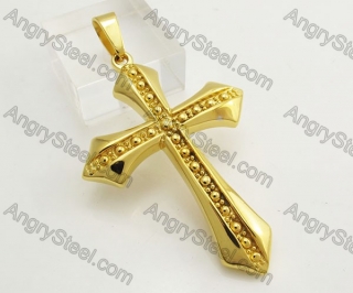 Gold Steel Cross Pendant KJP051446