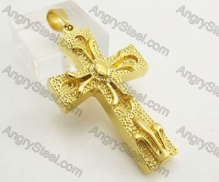 Gold Plating Steel Cross Pendant KJP051448