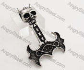 Stainless Steel Skull Thors Hammer  Pendant KJP350252