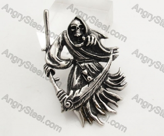 Stainless Steel Skull Witch Pendant KJP350254