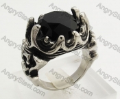 Stainless Steel Black Stone Ring KJR350427