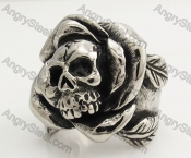 Stainless Steel Rose Skull Ring KJR350431