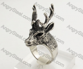 Stainless Steel Christmas Elk Ring KJR350433