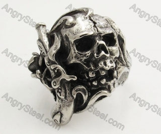 Stainless Steel Skull Musketeer Ring KJR350434