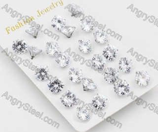 (price for 12 pairs) Steel Ear Stud KJE860007