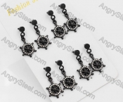 (price for 4 pairs) Black Steel Anchor Ear Stud KJE860029