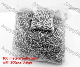 (Price for 100 meters with 200pcs clasps) 1.2mm Steel Bar Ball Chain KJN150547