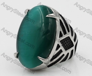 Stainless Steel Green Stone Ring KJR100073