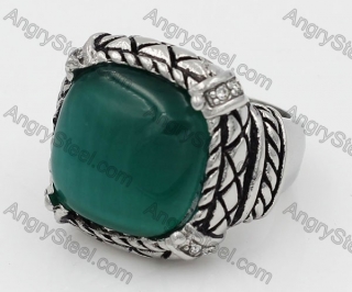 Stainless Steel Green Stone Ring KJR100077