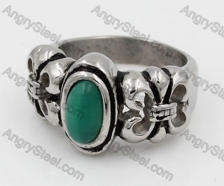 Stainless Steel Green Stone Ring KJR100078