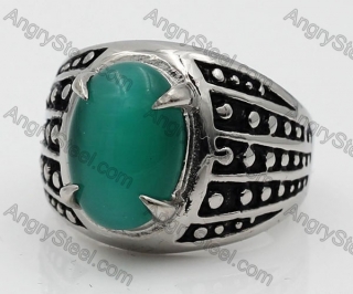 Stainless Steel Green Stone Ring KJR100081