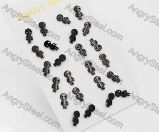 (price for 12 pairs) Steel Ear Stud KJE860063