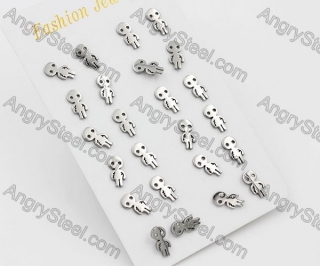 (price for 12 pairs) Steel Ear Stud KJE860064