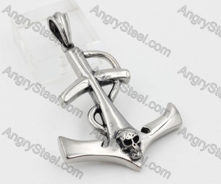 Stainless Steel Skull Anchor Pendant KJP370088
