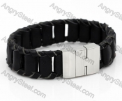 20mm wide Stainless Steel Leather Bracelet KJB790003