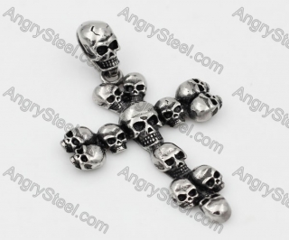 Stainless Steel Skull Cross Pendant KJP350264