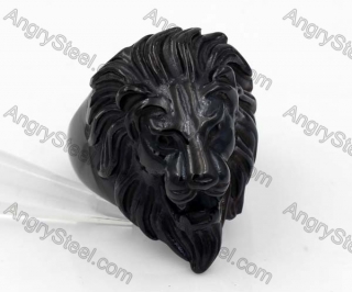 Black Steel Lion Ring KJR010373