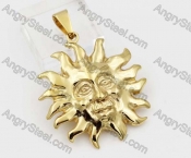 Gold Stainless Steel Sun Pendant KJP051468