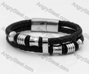 Stainless Steel Leather Bracelet KJB030149