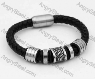 Stainless Steel Leather Bracelet KJB030150