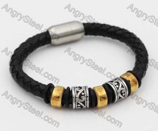 Stainless Steel Leather Bracelet KJB030154