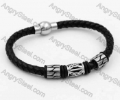 Stainless Steel Leather Bracelet KJB030155