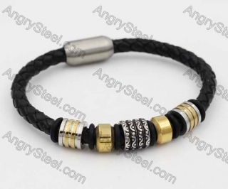 Stainless Steel Leather Bracelet KJB030160